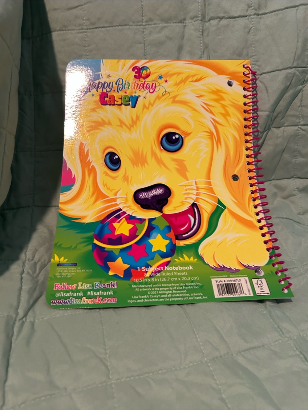 Lisa Frank happy birthday spiral notebook